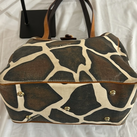 VTG DOONEY AND BOURKE GIRAFFE ANIMAL PRINT CANVAS/LEATHER TOTE SHOULDER BAG - Picture 9 of 14